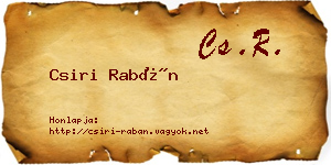 Csiri Rabán névjegykártya
